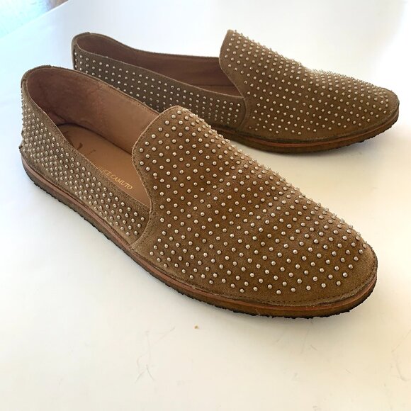 Vince Camuto Signature Studded Suede Slip-On Flats Like New Size 10M Tobacco - Picture 3 of 12
